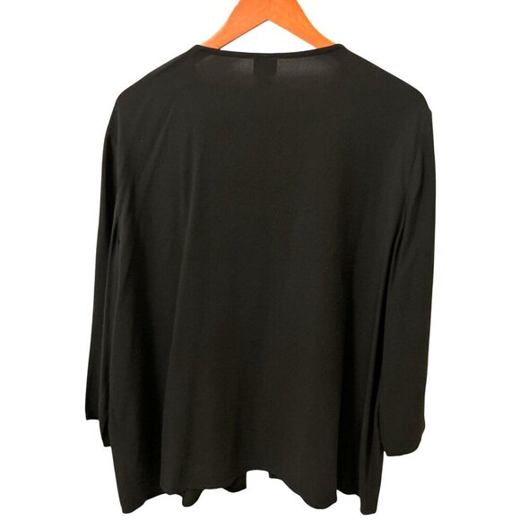Eileen Fisher 100% Silk Black Button-Up Cardigan Blouse Long Sleeve Size Large - Picture 5 of 7